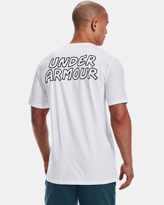 Men's UA Multi Logo Scribble Short Sleeve, White, pdpMainDesktop image number 1